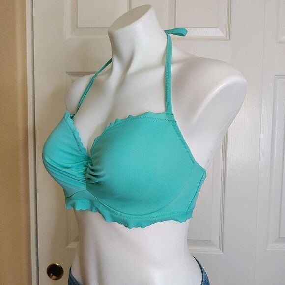 Victoria's Secret ruffled halter bikini top sz 34DD - Picture 4 of 9
